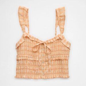 NWT!! American Eagle Smocked Ruffle Tank Top, Size L